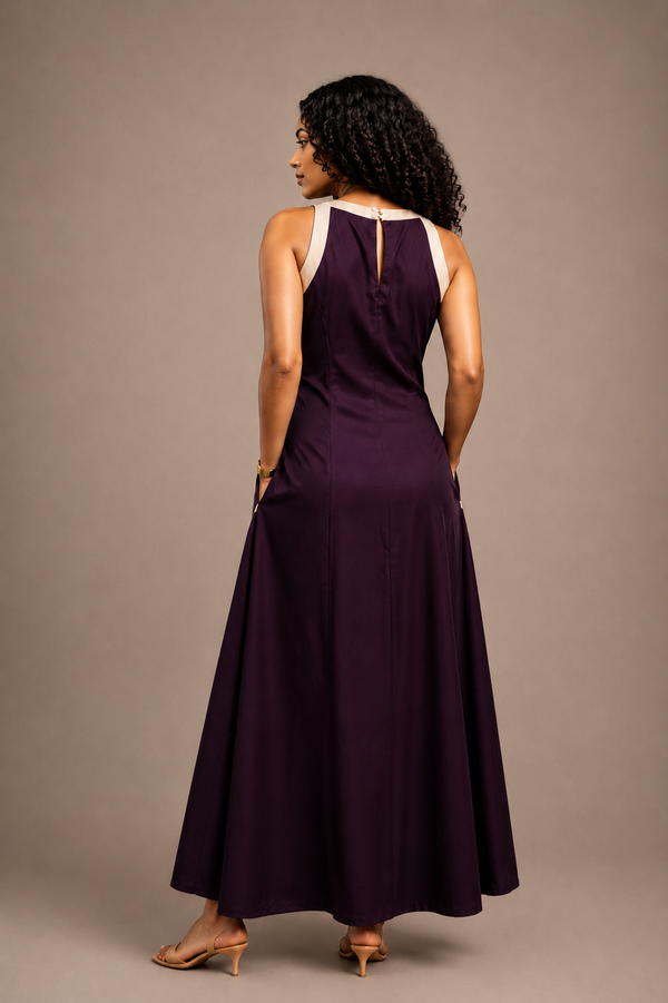 Purple Halter A-line Dress
